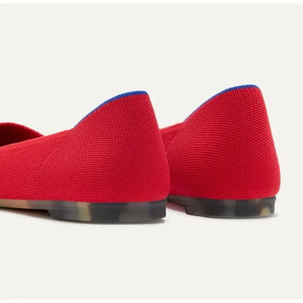 ROTHY'S Women's Comfortable Pointed-Toe Knit Upper Flats in Red Size 7.5 NWOB